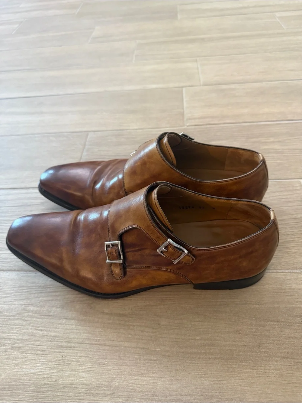 Magnanni Miro Men's Double Monk Strap Leather Dress Shoes - Brown